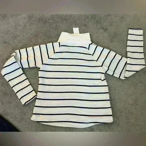 J.Crew Crewcuts Girls’ Wide Button-Collar Pullover Sweatshirt Navy Ivory Size XL - Picture 3 of 8